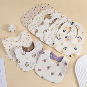 Baby Bibs Cotton Cartoon Design, Newborn Infant A-Class Layered Gauze Absorbent Waterproof Baby Bib Wholesale, Long-Lasting Comfortable Feeding Accessory