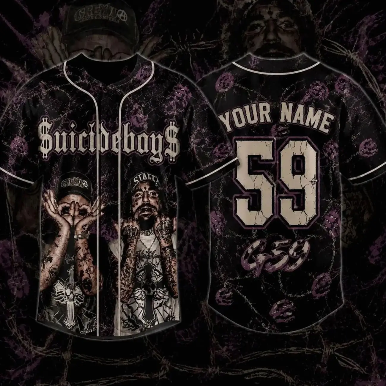 Greyday G59 Baseball Jersey, 2026 Tour Graphic Shirt, Suicideboys Music Merch, Hip Hop Sportswear, Unisex Concert Fan Apparel