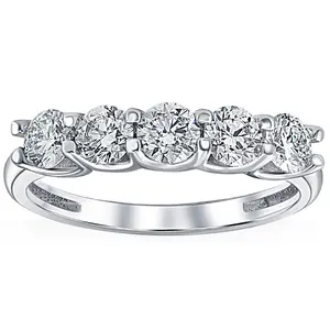 1Ct T.W. Five Stone Diamond Wedding Ring 14k White or Yellow Gold Lab Grown