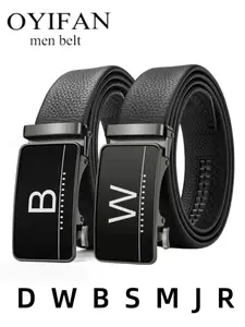 Men's Letter Pattern Split Leather Belt, Business Casual Waistband for Jeans Trousers, Fashion Belt for Party, Daily Clothing Decor, Trendy All-match & Exquisite Belt for Gift