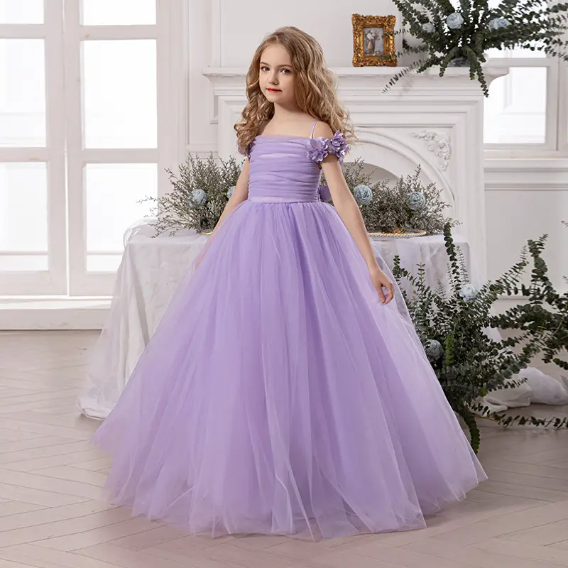princess dresses size 12 14 Princess Dress for Girls with Floral Lace & Cascading Ruffles