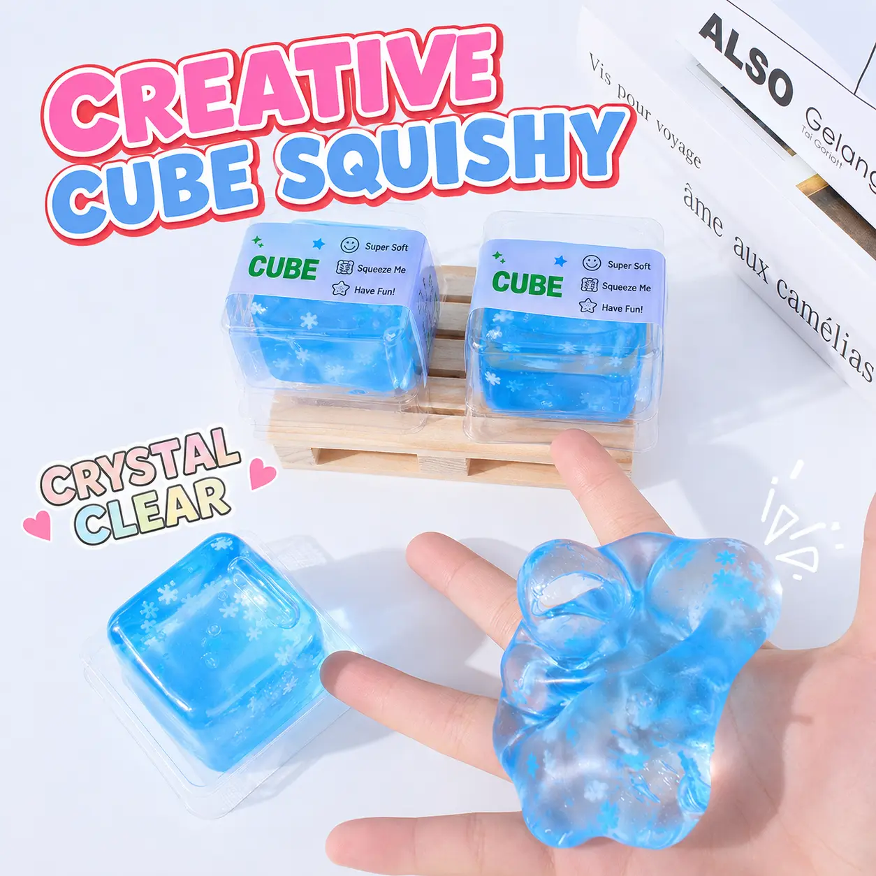 Dreamy Starry Sky Blue Water Cube Squishy, Slow-Rising Soft Gel Stress Relief Fidget, Stretchable Shapeable Sensory Item for Classic & Novelty Toy Enthusiasts
