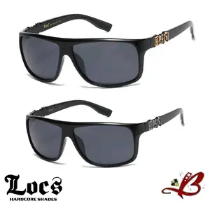 LOCS "Loc'd Outlaws" Small Gold/Gunmetal Cutout Logo Biker Gangster Sunglasses~Hardcore Shades with Black Frame and Cutout Logo for Men and Women | Authentic Original Genuine Locs