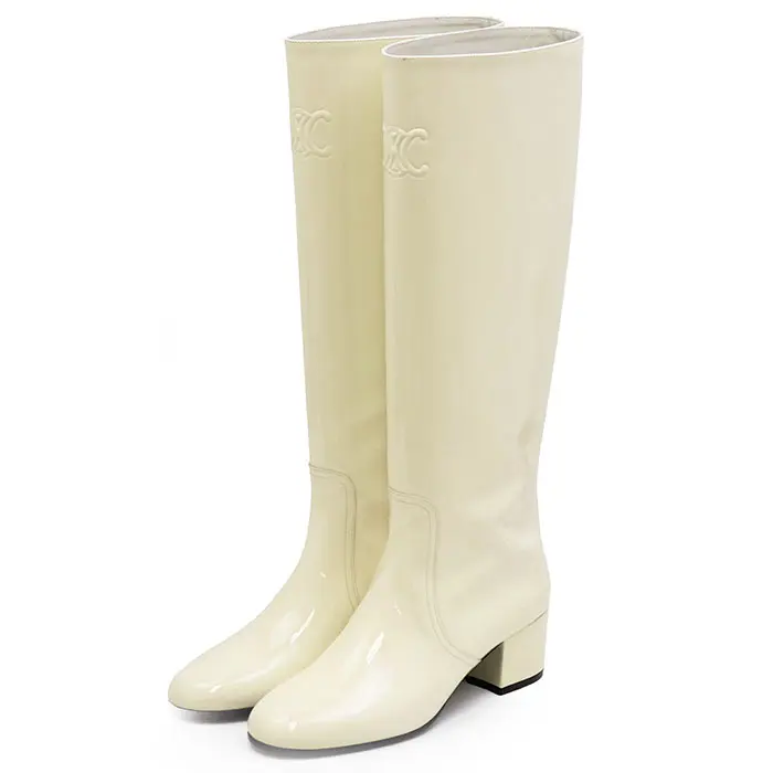 Pre-owned Celine Patent Leather Small Leather Goods Long Boots