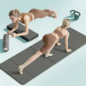 Foldable Yoga Mat, Exercise Mat, Bounce Shock Absorption, Easy Clean, Comfortable Non-Slip, Dual-Sided Design, Size 61cmx183cm, Portable Storage