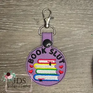 Embroidered Book Slut Keychain
