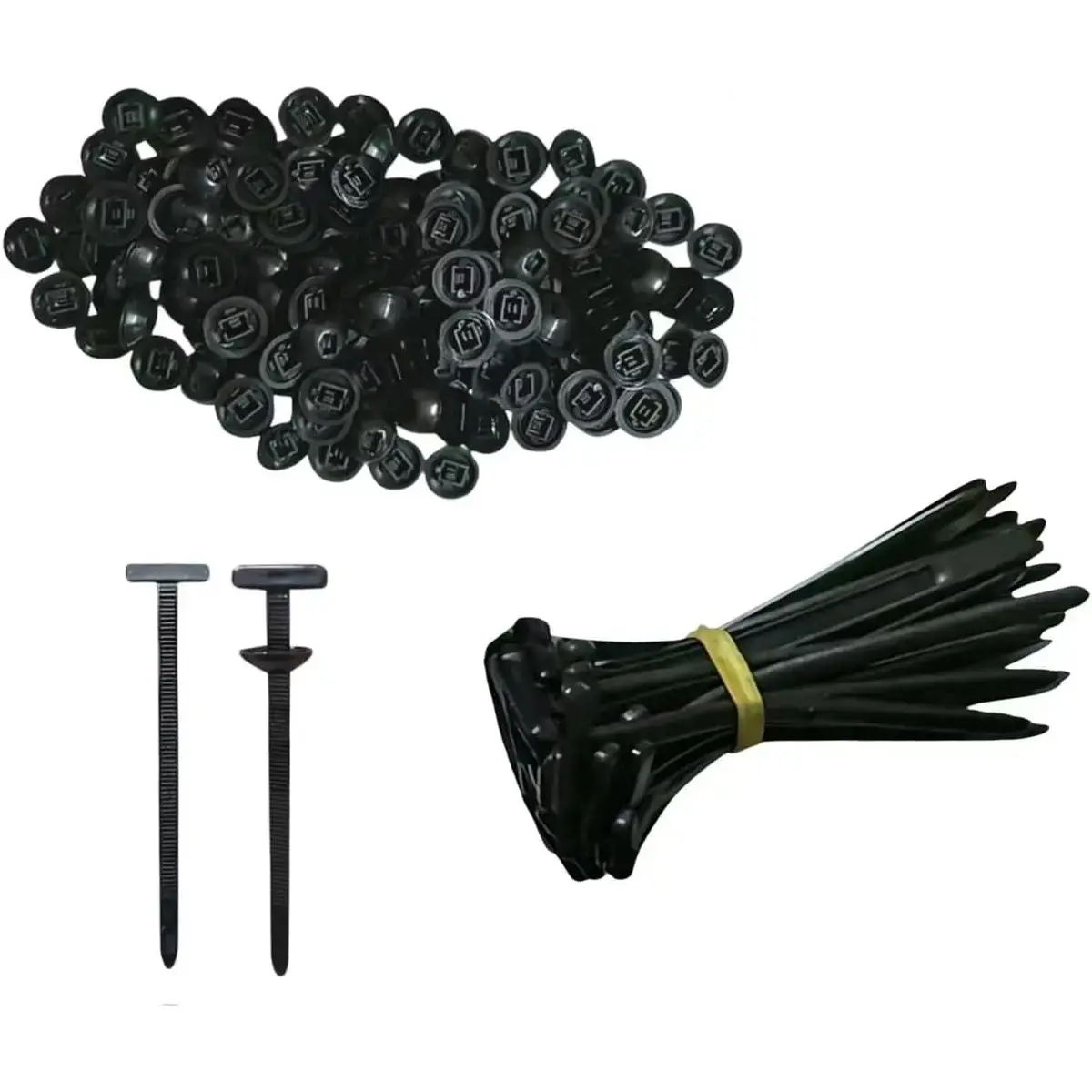 100Pcs PA66 Nylon Cable Tie Buckle Kit, Windproof, 50kg Tensile Strength, Anti-Corrosion Zip Tie for Car Auto Repairs, Home & Industrial Use (Engine Guards, Underbody Panels, Fenders)