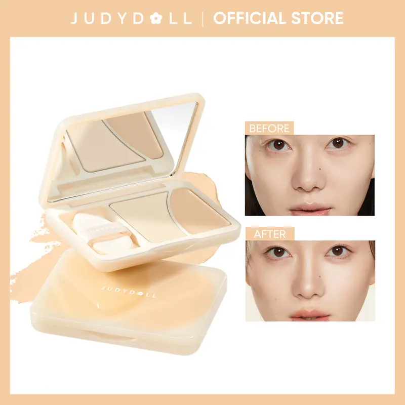 [Any 4 items] JUDYDOLL 2-In-1 Powder-Cream Dual-Color Highlighter & Contour Palette - Highlighter Makeup, Cosmetic for Fair Complexion, Anti-Smudge, Blendable, Long-Lasting, Summer-Ready Single Item