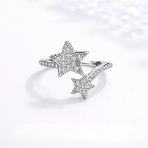 Twin Stars Moissanite Ring S925 0.01 CT - Round Cut - Lore Jewelry