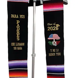 Class 2026 Grad Stole for Graduates - Colorful Design with "Para Mis Padres" Text - Perfect for Graduation Ceremonies