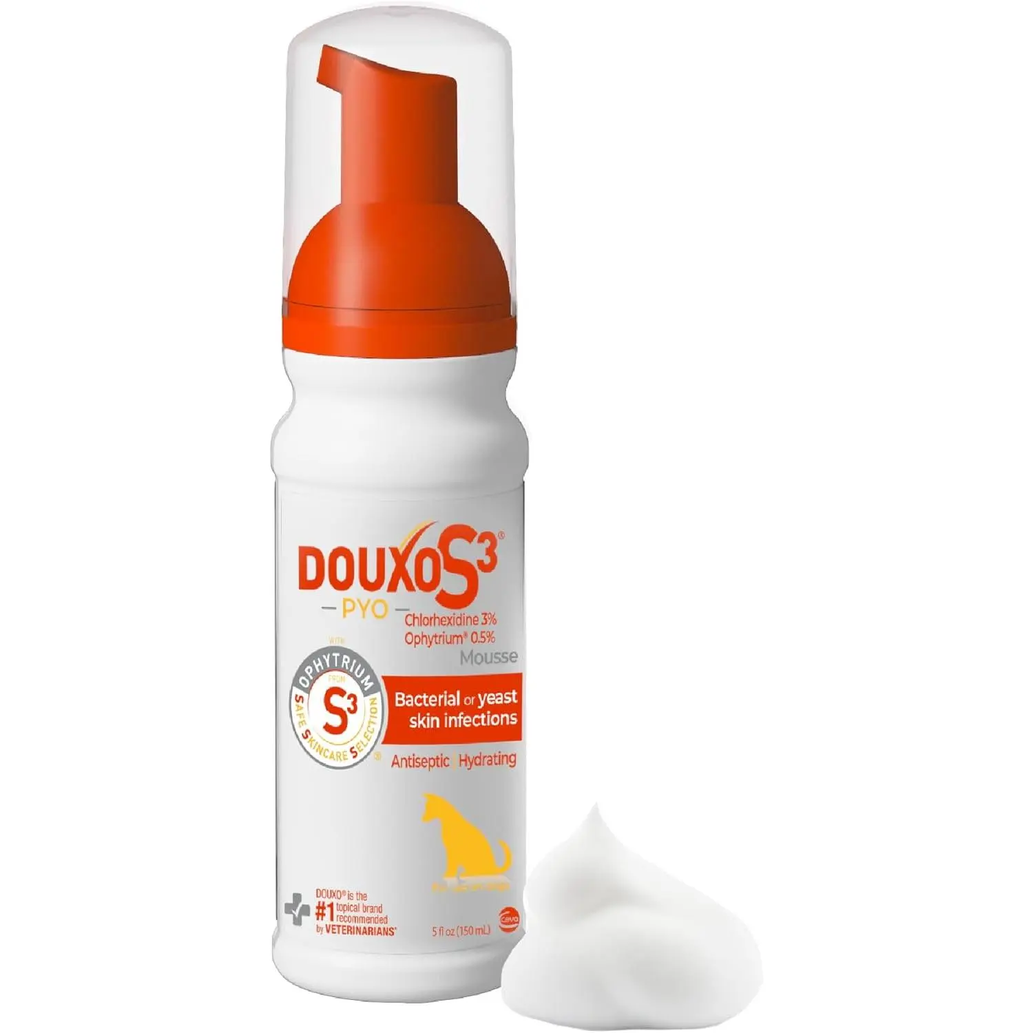 Douxo S3 PYO Dog Mousse; Antiseptic Antifungal Treatment for Dogs – Dog Waterless Shampoo, Antibacterial & Antiseptic, for Dogs Only,  5 fl oz