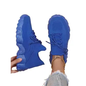 Women'sFashionableColorblockLaceUpFrontLowTopSneakers,CasualBreathableComfortableRunningJoggingShoes,ContrastMeshDesignSneakersDailyWear,AthleticRunningShoes.d