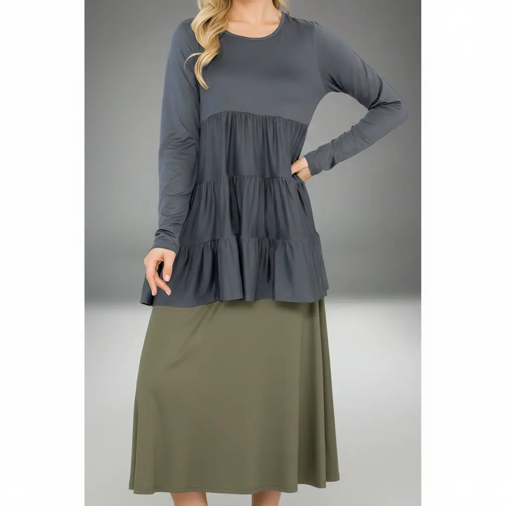 Ash Grey Tiered Top