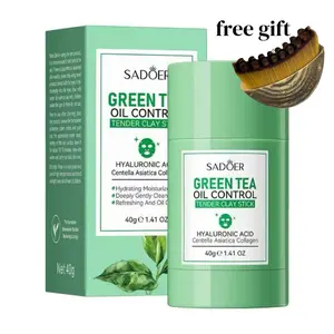 SADOER Green Tea Oil Control Tender Clay Stick, Pore Purifying Blemish Care for Oily Acne-Prone Unisex Skin, Youth-Focused Daily Skincare for Clear Complexion