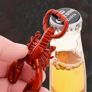 1pcs Lobster Shaped Metal Bottle Opener |Elegant Vibrant Red Finish |Durable Kitchen Utensils for Home and Restaurant |Unique Seafood Design with Easy Grip Handle