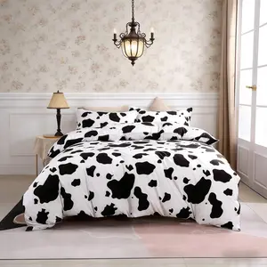Cow Pattern Print Bedding Set 3 Piece, Includes 1 Duvet Cover + 2 Pillowcases, No Insert Modern Design, Perfect Gift Choice for Bedroom Decor