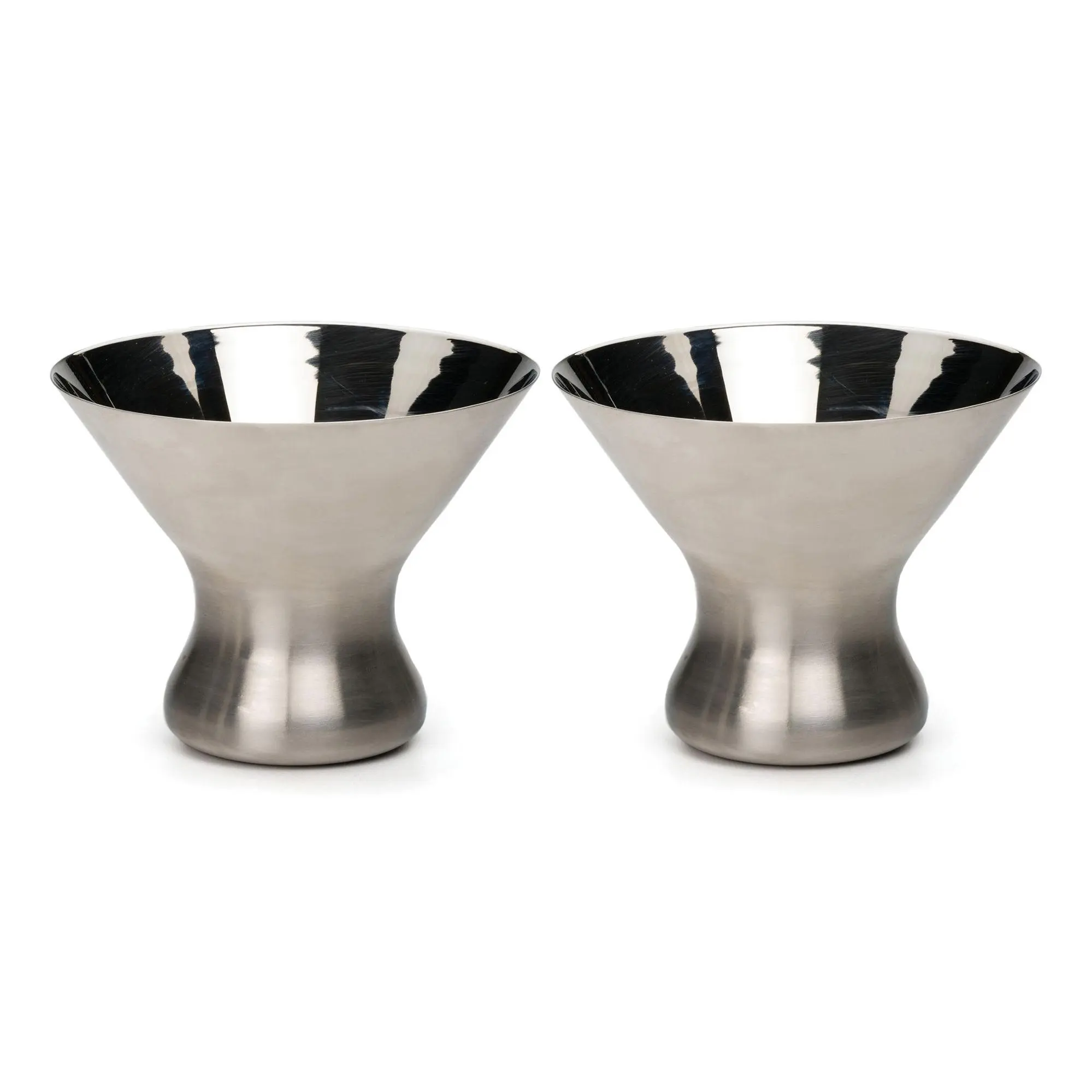 RSVP Stemless Stainless Steel Martini Glasses,Set of 2