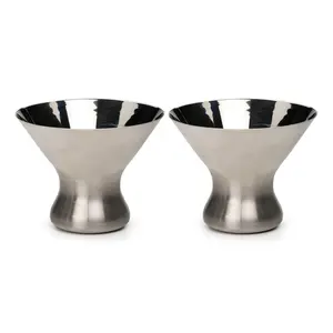 RSVP Stemless Stainless Steel Martini Glasses,Set of 2