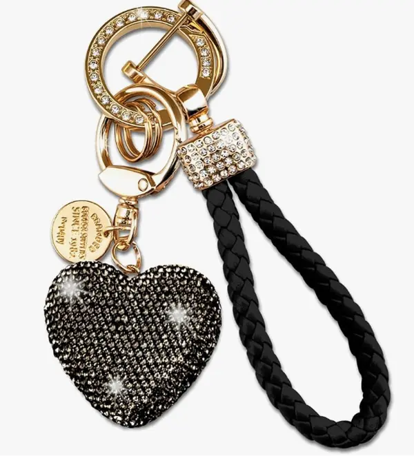 Women's Bling Heart Fashion Keychain Wristlet with Wrist Strap - Kawaii Aesthetic Costume Jewelry, Purse Accessory, Ideal Gift for Women