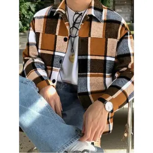 Men's Plaid Button Jacket Shirt, Vintage Street Style Outerwear, Hip Hop Fashion, Casual Fitted Design, All Seasons Wear