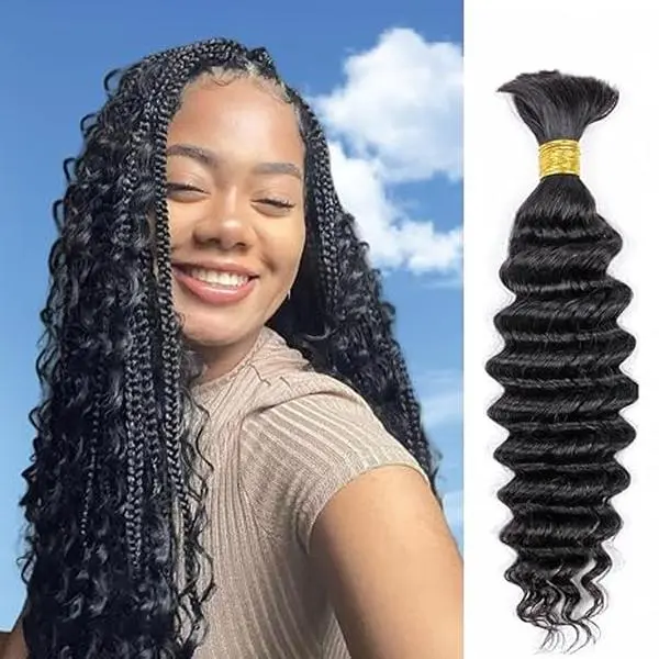 GK Human Braiding Hair for Boho Braids 120g Deep Wave Boho Bulk Human Hair for Braiding Knotless  Curly Wet and Wavy Bohemian Braids No Weft 1 Bundles/Pack Natural Wavy Hair Unprocessed Raw Hair
