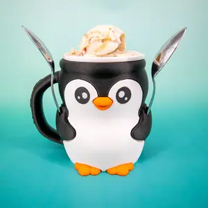 Ice Cream Pint Holder Cozy - 3D Printed Penguin Sleeve, Reusable Ice Cream Gift, Cute Pebbles Cover for Ben & Jerry’s Lovers