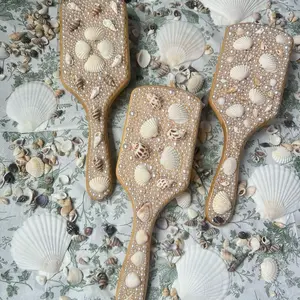 Sea Shell Mermaid Hair Brush; Bamboo Brush