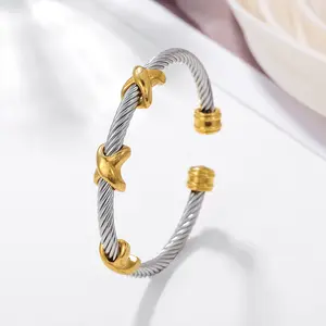Adjustable Stackable Twisted Cable Bracelet Cuff & Chain Link Knot Design Fashionable Statement Jewelry Gift