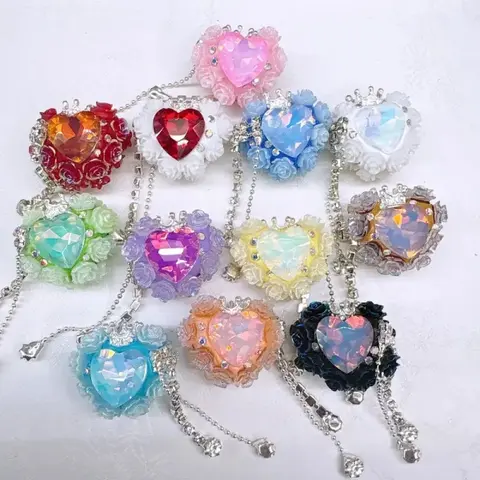 10 Heart-Shaped Tassel Synthetic Clay Decorative Beads - Colorful Crystal-Look Craft Supplies for Beginners and Experienced Crafters, Heart Design Charm for Office Stationery Pen Accessories & Bracelets