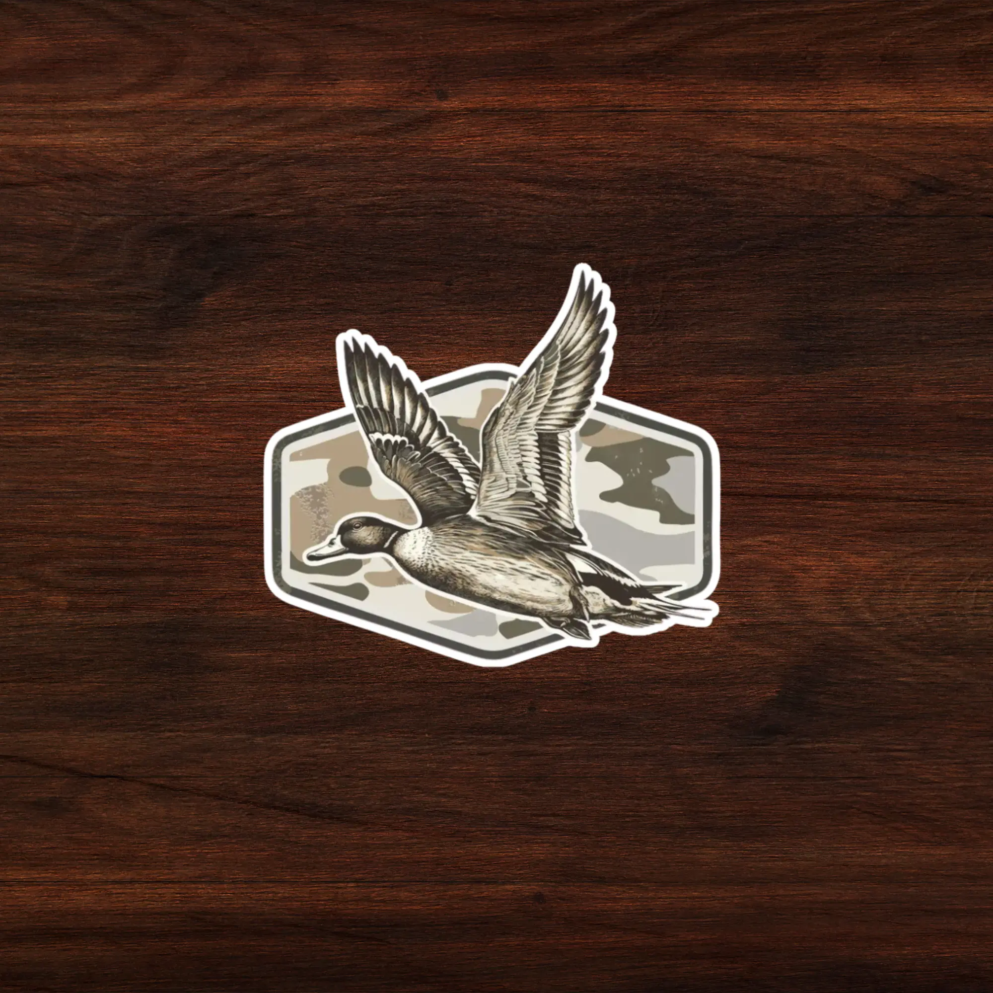 Duck Camo Hunting Sticker, Marsh Old School Duck Camo, Flying Mallard Clipart Decal