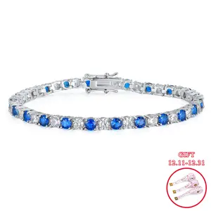 GEMSME 4MM Round Cut Cubic Zirconia Bracelet, Unisex 6.5-8.5 Golden Chain, Durable Neutral Style, Ideal for Weddings, Parties, hip hop Gifts, Chic Luxurious Design ATS63749