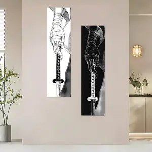 Samurai Sword Pattern Tapestry, 2 Counts/set Modern Hanging Tapestry, Wall Art Decor for Home Living Room Bedroom Dormitory