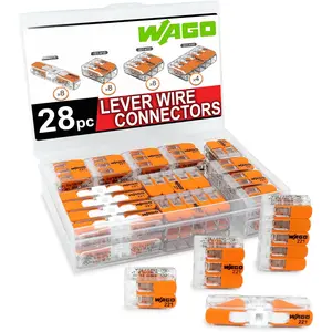 WAGO 221 Lever Nuts 28 count Compact Splicing Wire Connector Assortment with Case | Includes 221-2401, 221-412, 221-413, 221-415