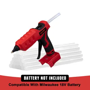 Cordless Milwaukee-Compatible Hot Glue Gun Full Size for Arts & Crafts & DIY with 20 0.43" Glue Sticks (Tool Only) Electric Adhesives