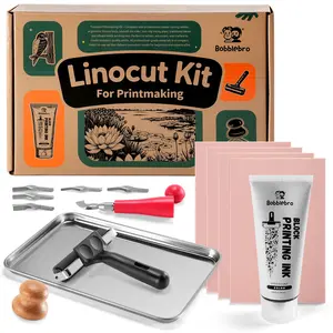Linocut Kit for Printmaking - Arts and Crafts for Adults - Easter DIY Kit Gifts - Hobby Kits Birthday Gift for Adults, Women, Men, Boys, Girls - Stamp Making Kit - Linoleum Blocks Carving Tools