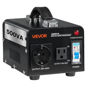 Summervibes VEVOR Voltage Converter Transformer, 500VA, Heavy Duty Step Up/Down Power Transformer, Convert from 110V to 220V and 220V to 110V, with US Outlet, EU Outlet, Power Cord, Circuit Breaker Protection
