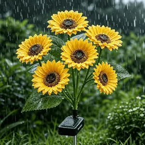 6-Head Solar Sunflower Garden Lights LED Outdoor Lighting Decorative Landscape Light Solar Garden Light Lawn Light Suitable for Yard, Garden and Lawn Holiday Decoration light 2/4pcs