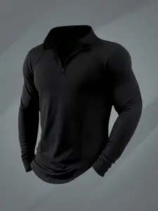 Men's Performance Athletic Fitted Long - Sleeve Quarter - Zip Top: Moisture - Wicking & Breathable. Perfect for Workout and Casual Wear