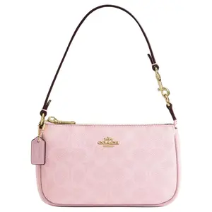 COACH Nolita 19 Classic Logo Metal Hardware Faux Leather Crossbody Bag for Women in Blush Pink