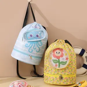 Cartoon Pattern Swimming Bag, Large Capacity Dry & Wet Separation Swimming Bag, Portable Travel Bath Bag, Swimming Equipment Storage Bag for Boys & Girls