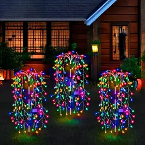 Solar Firecracker Design Light, 120/200 LED Colorful Fireworks Outdoor Decorative Light for Garden, Trail, Party, Picnic, Party Lighting Decoration, Outdoor Light String, Outdoor Lights Lamps