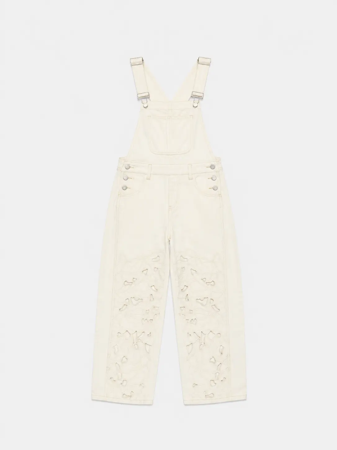 Ivory Embroidered Overalls