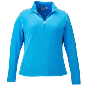 PAGE and TUTTLE Womens Contrast Stitch Quarter Zip Layering Casual Outerwear Athletic - Blue