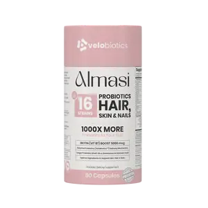 Almasi Hair, Skin & Nails Multivitamin + Probiotics, Biotin 5,000mcg, Collagen Peptides + Vitamins & Minerals, 16 Strains, 1 Billion CFU, 60 Capsules