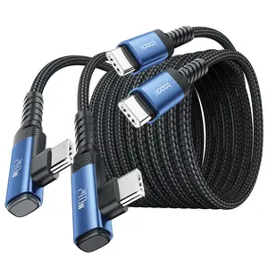 Toocki [6.6ft/10ft 2pcs] 240 Max USB-C to USB-C Fast Charging Data Cable Elbow Design for Gaming and Entertainment, Does Not Obstruct Hands, Suitable for Mobile Phones, Laptops, and Other Devices with Type-C Interface Type C Portable Protection