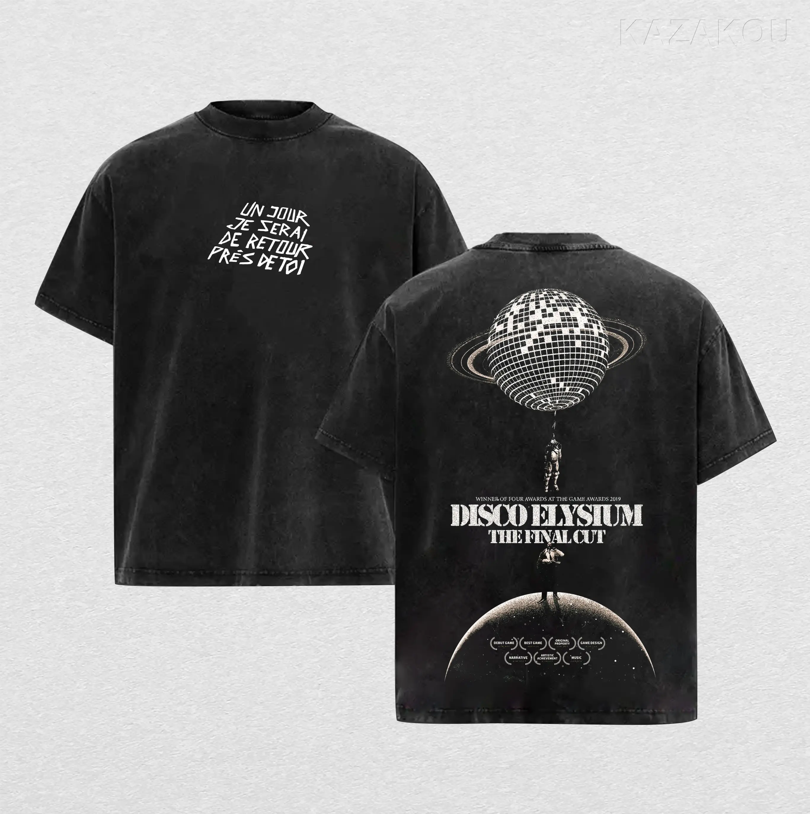 Disco Elysium Washed Graphic Tee Oversized T-Shirt, Neo Noir RPG Inspired Artwork, Vintage Style Soft Cotton Shirt, Relaxed Streetwear Fit, Psychological Detective Aesthetic Graphic Tee for Indie Game Fans