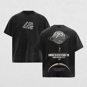 Disco Elysium Washed Graphic Tee Oversized T-Shirt, Neo Noir RPG Inspired Artwork, Vintage Style Soft Cotton Shirt, Relaxed Streetwear Fit, Psychological Detective Aesthetic Graphic Tee for Indie Game Fans