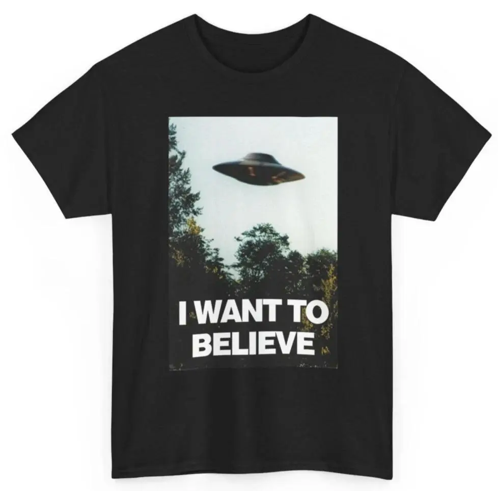 [100% Cotton] "I Want To Believe" Unisex T-Shirt – Classic X-Files UFO Poster Graphic Tee | Iconic Paranormal Sci-Fi Apparel & Comfortable Vintage Style Alien Enthusiast Shirt