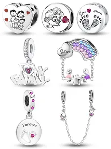 Plated Family Charm, Fashionable Emotion Collection Family Friendship Beads Charm Pendant Ball Suitable for Bracelets Making