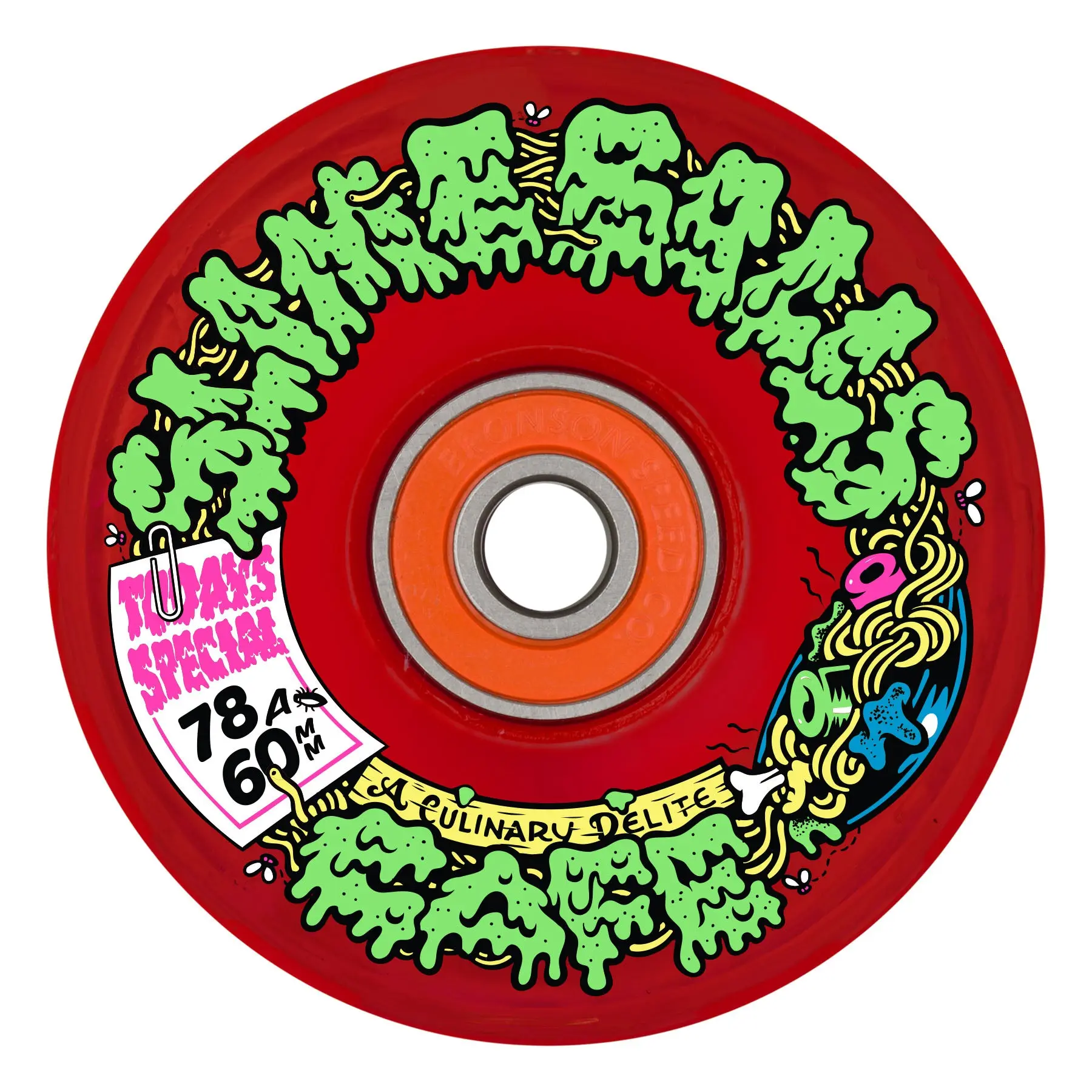 60mm SB Cafe Cruising Skateboard Wheels, Soft 78a Urethane with Red LED Light-Up, Includes Bearings and Collector's Tin, Replacement Wheels